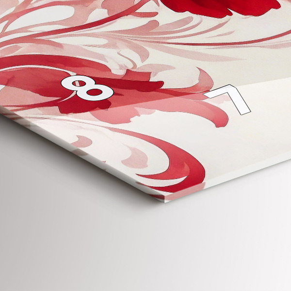 Glass wall clock rectangular Red flowers
