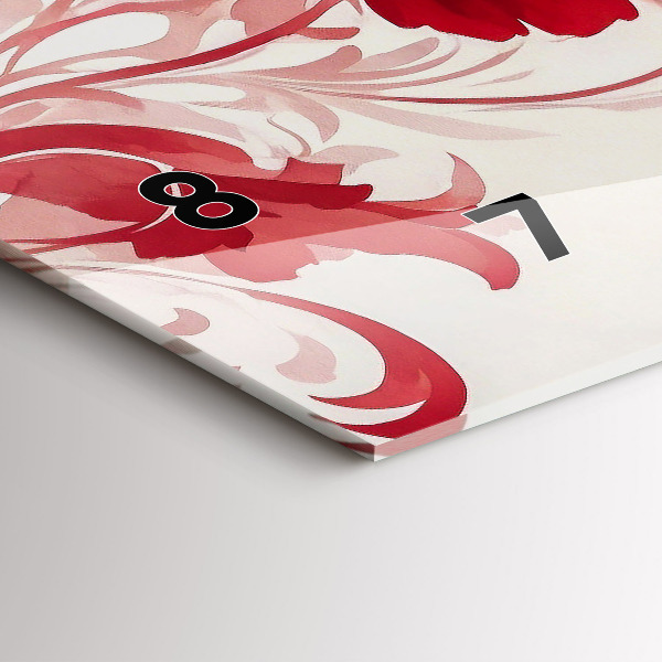 Glass wall clock rectangular Red flowers