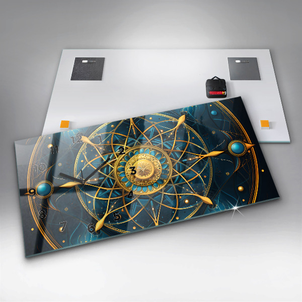 Glass wall clock rectangular Horoscope clock