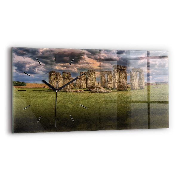 Glass wall clock rectangular Stonehenge Nimbostratus