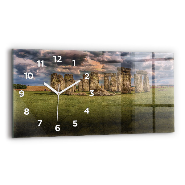 Glass wall clock rectangular Stonehenge Nimbostratus