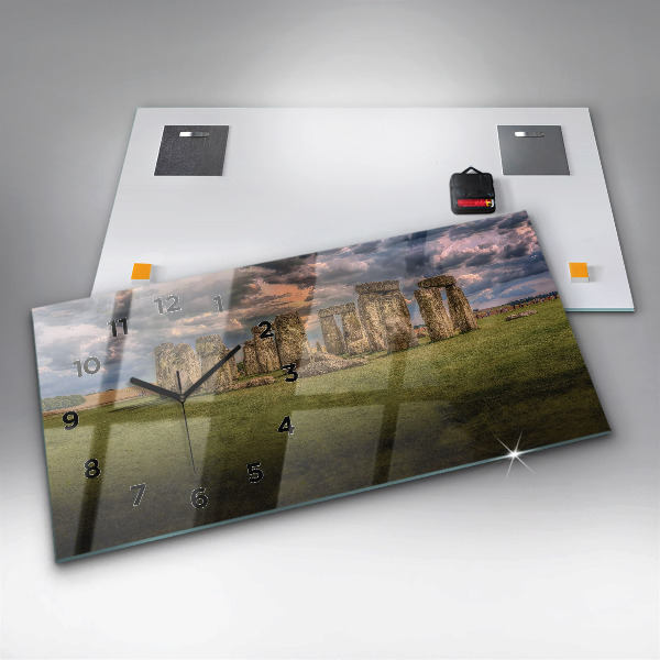 Glass wall clock rectangular Stonehenge Nimbostratus