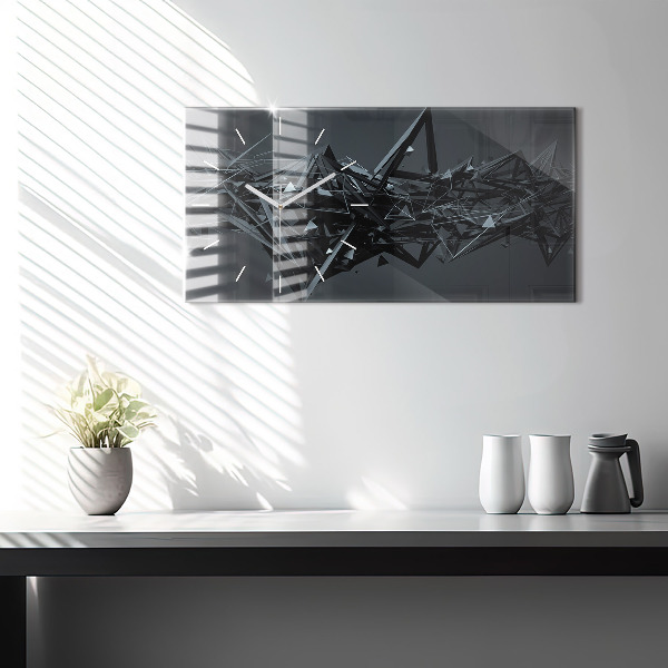 Glass wall clock rectangular Black abstraction