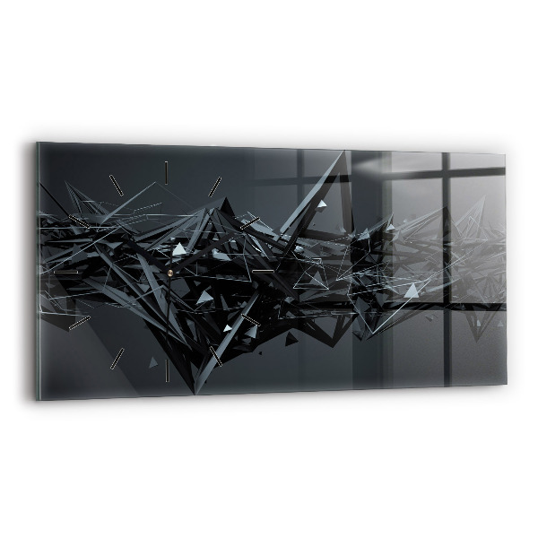 Glass wall clock rectangular Black abstraction