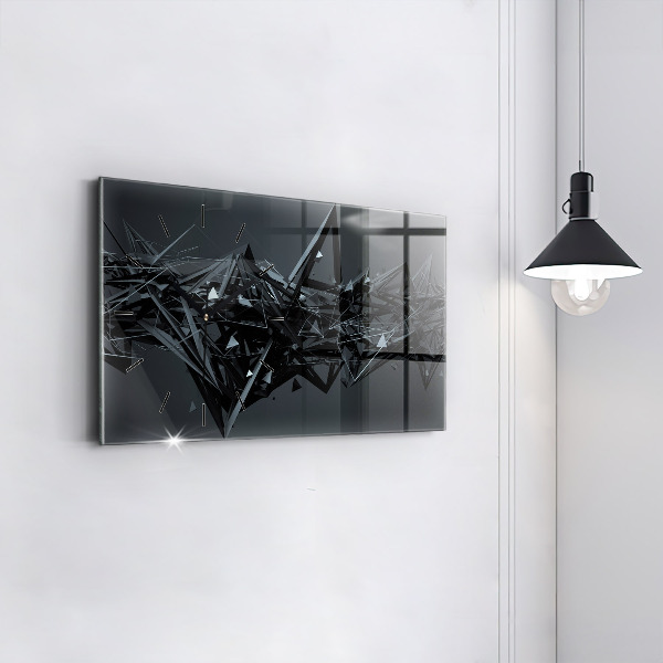 Glass wall clock rectangular Black abstraction