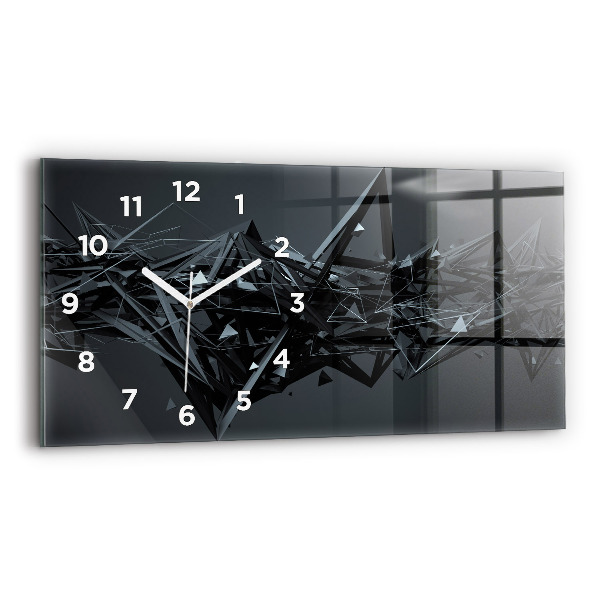 Glass wall clock rectangular Black abstraction