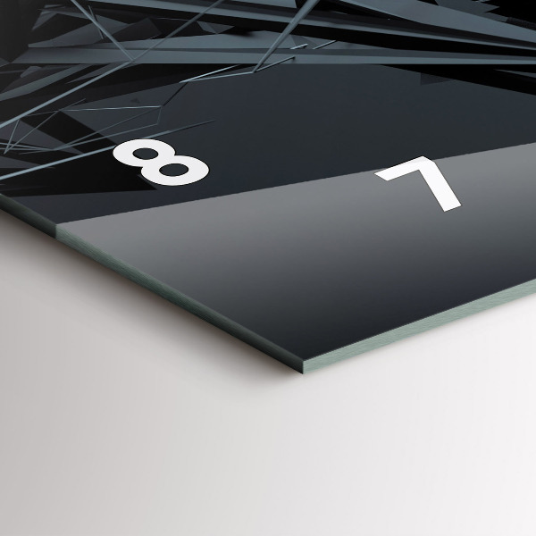 Glass wall clock rectangular Black abstraction
