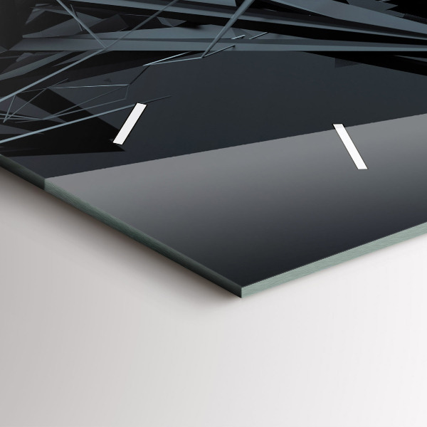 Glass wall clock rectangular Black abstraction