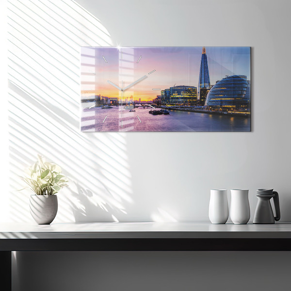 Glass wall clock rectangular View of London