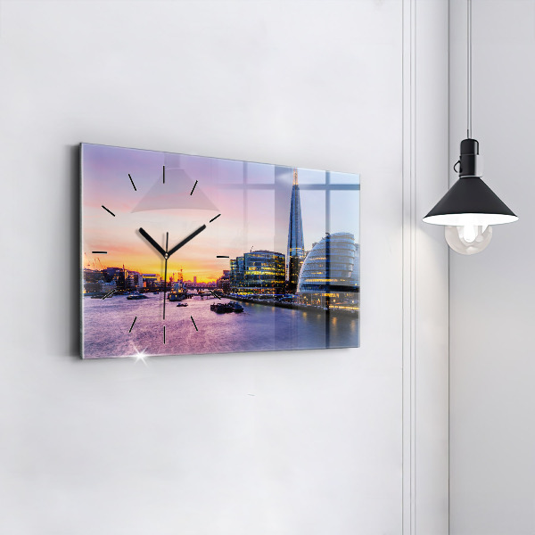 Glass wall clock rectangular View of London