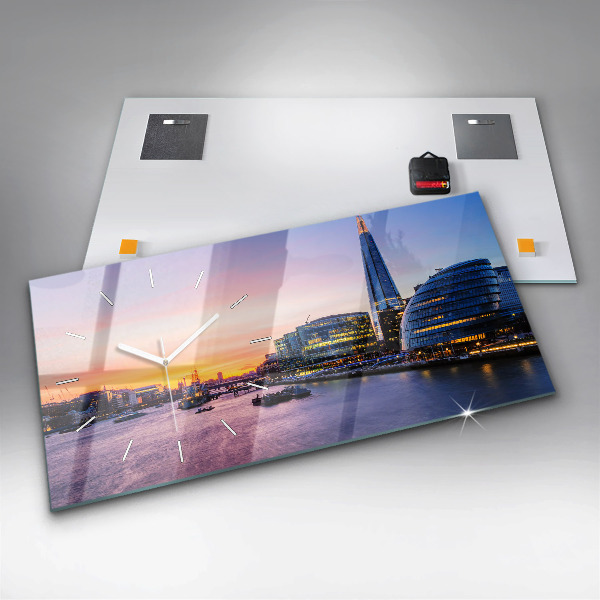 Glass wall clock rectangular View of London