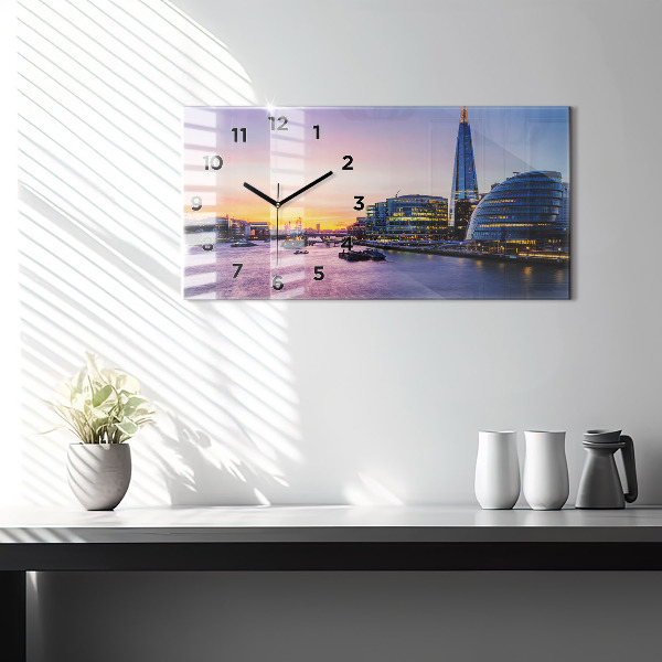 Glass wall clock rectangular View of London