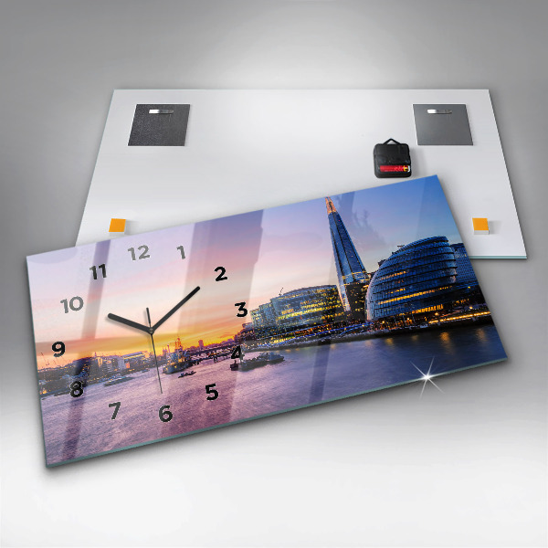 Glass wall clock rectangular View of London