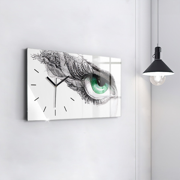 Glass wall clock rectangular Abstraction of the human eye