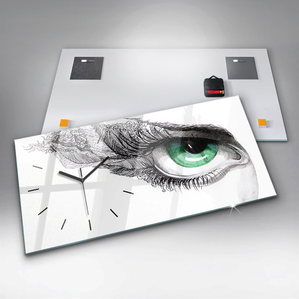 Glass wall clock rectangular Abstraction of the human eye