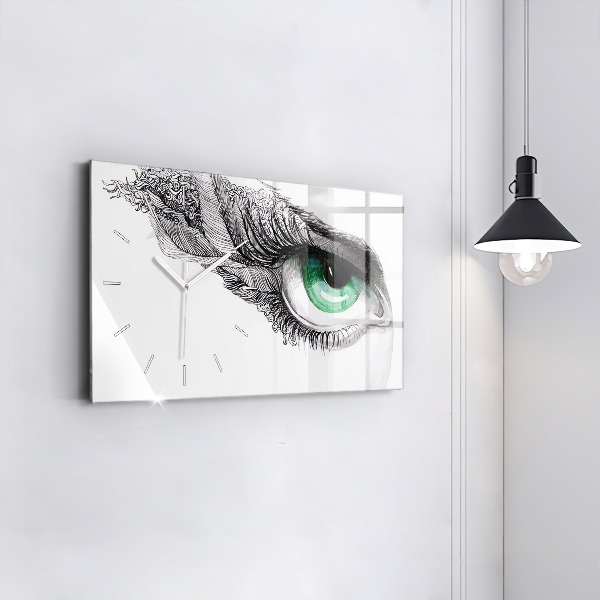 Glass wall clock rectangular Abstraction of the human eye