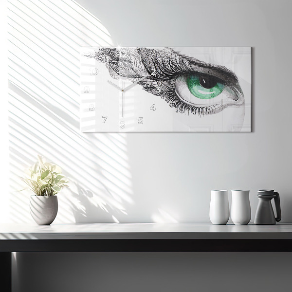 Glass wall clock rectangular Abstraction of the human eye