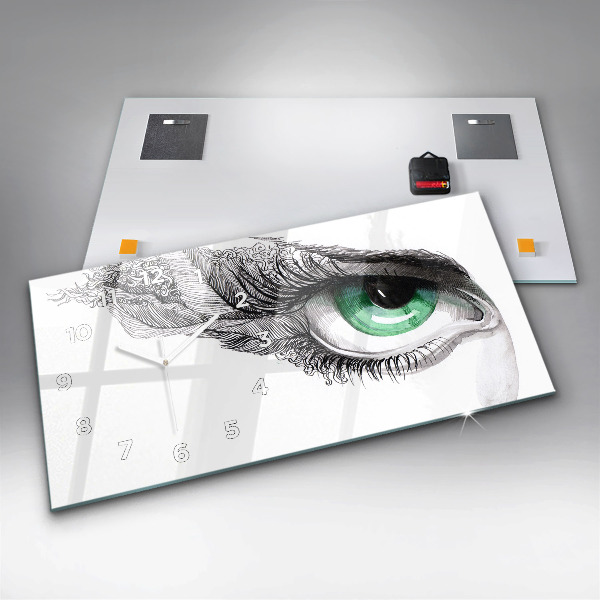 Glass wall clock rectangular Abstraction of the human eye