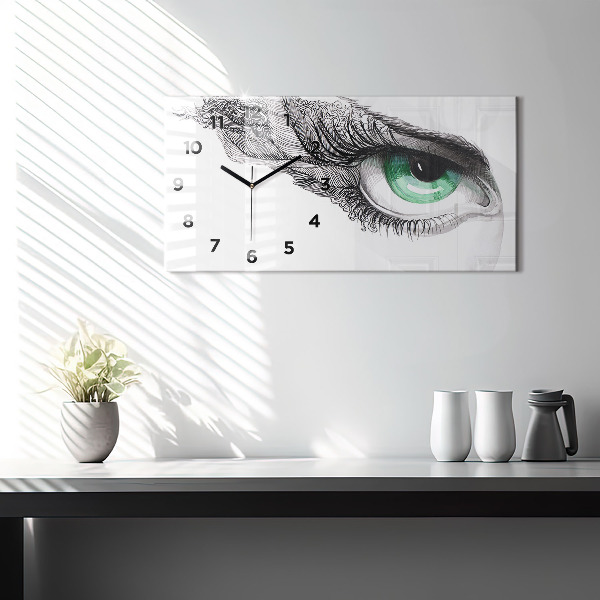 Glass wall clock rectangular Abstraction of the human eye