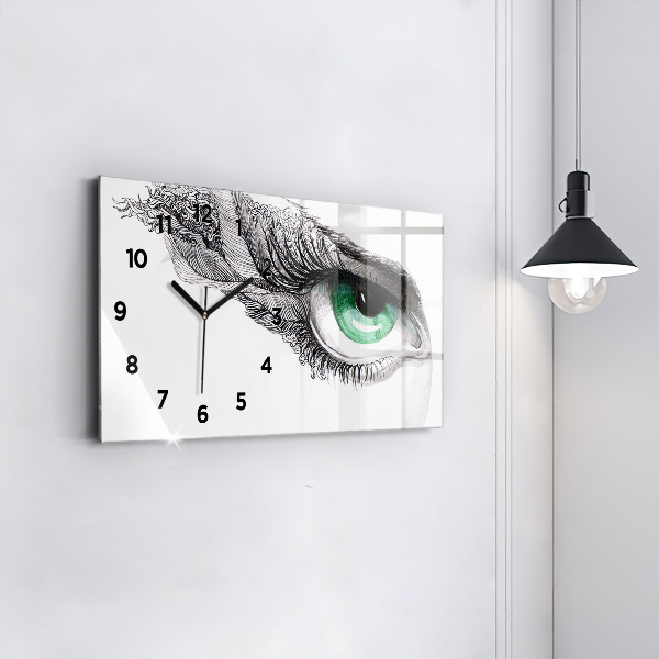 Glass wall clock rectangular Abstraction of the human eye