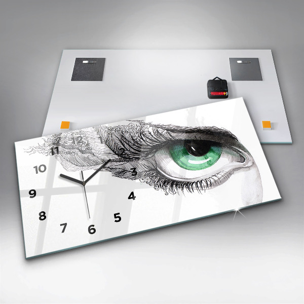 Glass wall clock rectangular Abstraction of the human eye