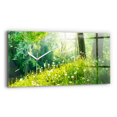 Glass wall clock rectangular Spring nature