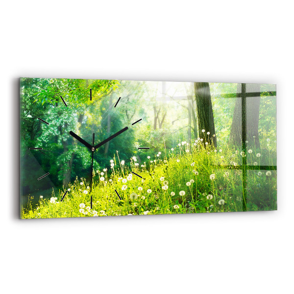 Glass wall clock rectangular Spring nature
