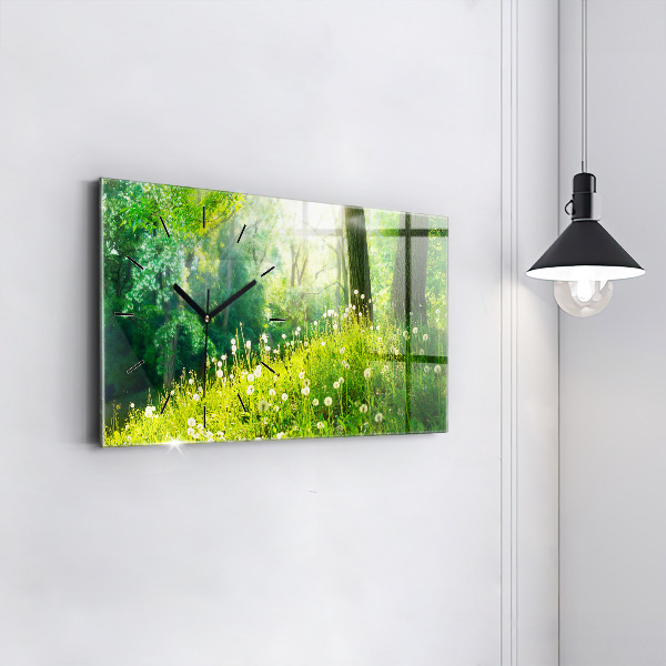 Glass wall clock rectangular Spring nature