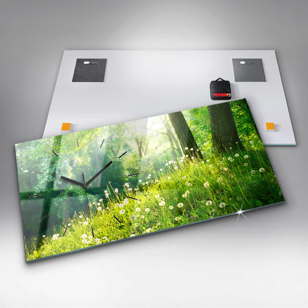 Glass wall clock rectangular Spring nature