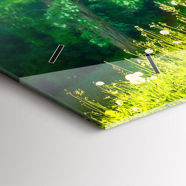 Glass wall clock rectangular Spring nature