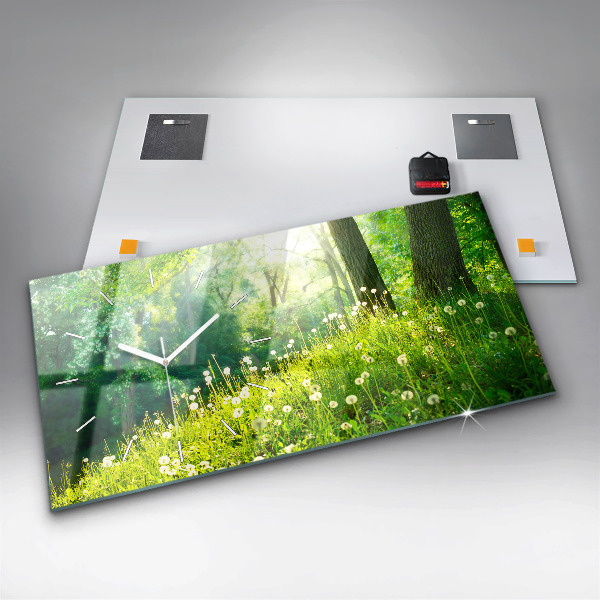 Glass wall clock rectangular Spring nature