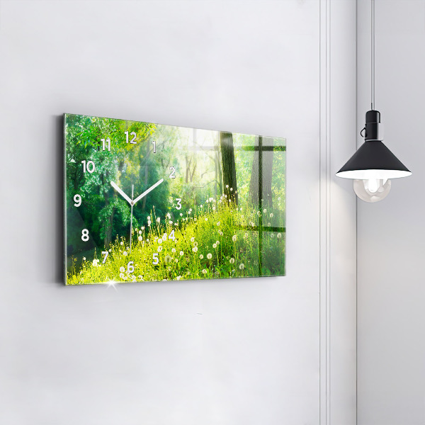 Glass wall clock rectangular Spring nature