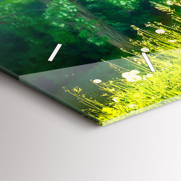 Glass wall clock rectangular Spring nature