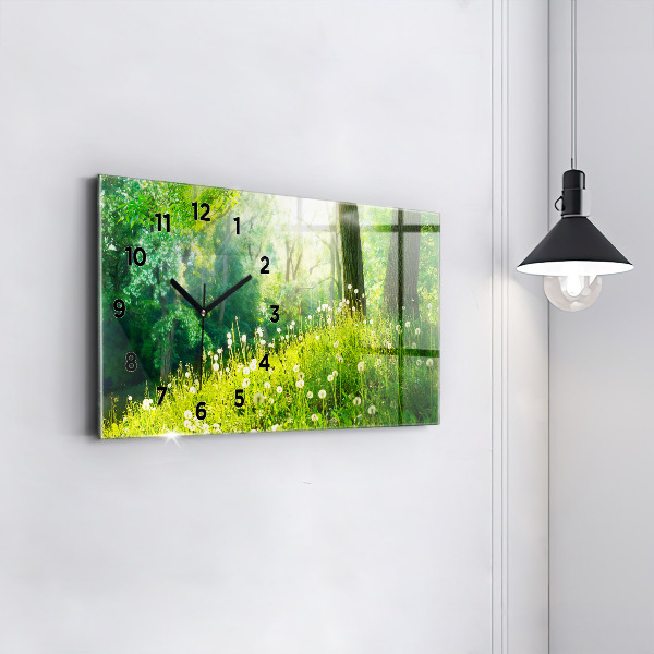 Glass wall clock rectangular Spring nature