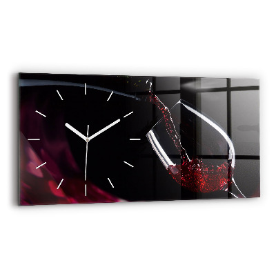 Glass wall clock rectangular Wine