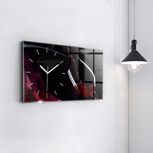 Glass wall clock rectangular Wine