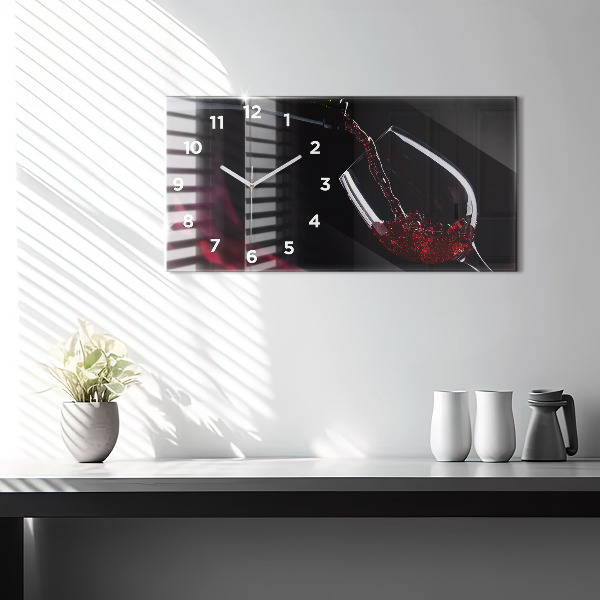 Glass wall clock rectangular Wine