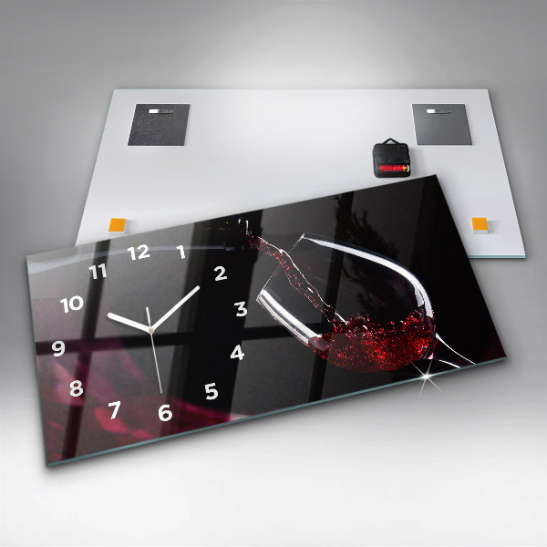 Glass wall clock rectangular Wine