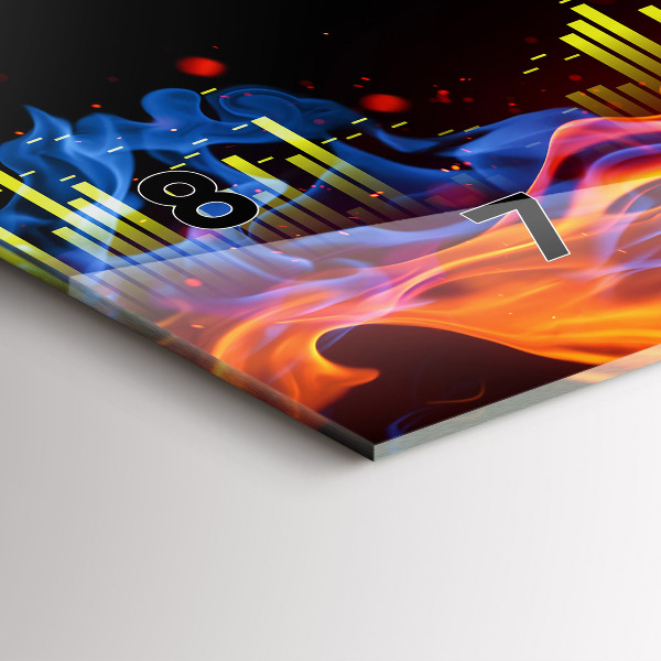 Glass wall clock rectangular Headphones and sound waves