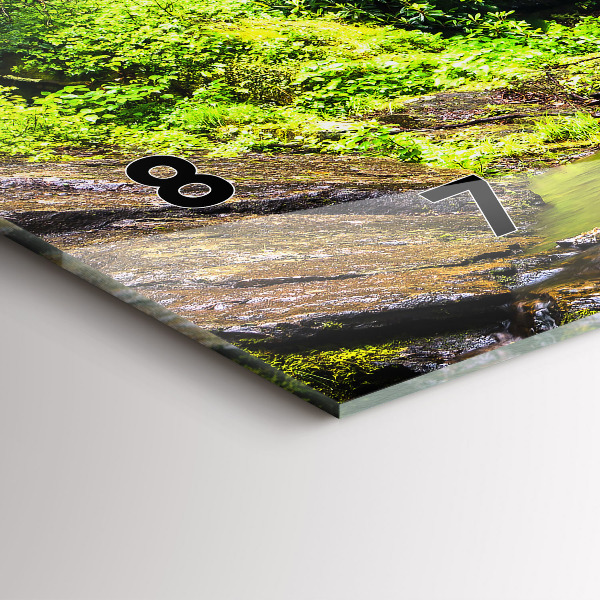 Glass wall clock rectangular Waterfall forest