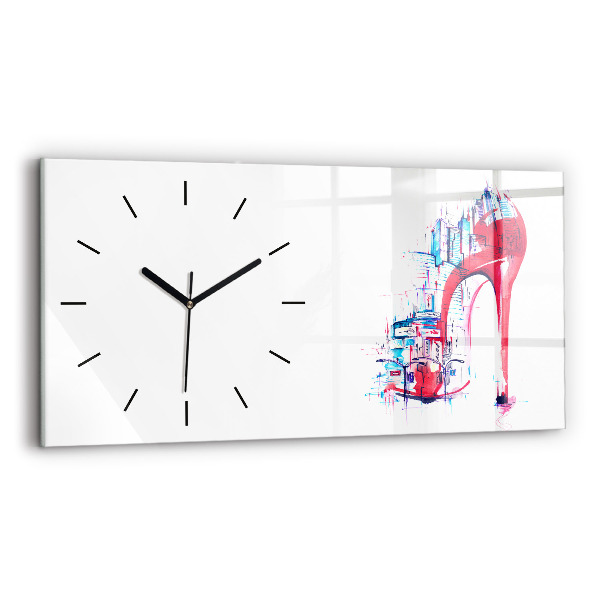 Glass wall clock rectangular Red heel