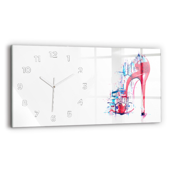 Glass wall clock rectangular Red heel