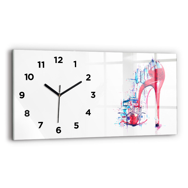 Glass wall clock rectangular Red heel
