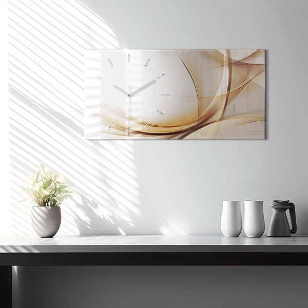 Glass wall clock rectangular Golden abstraction