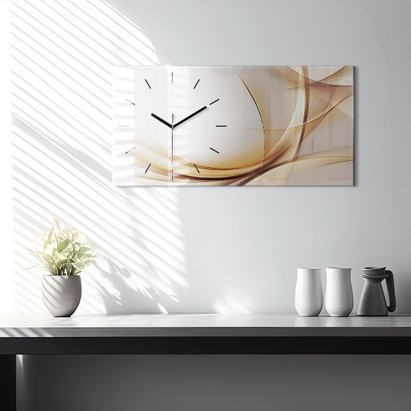 Glass wall clock rectangular Golden abstraction