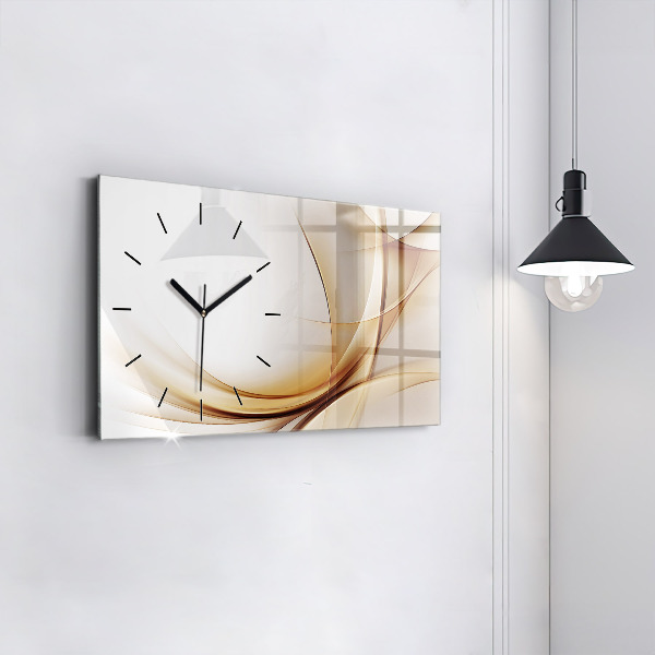 Glass wall clock rectangular Golden abstraction