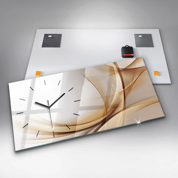 Glass wall clock rectangular Golden abstraction