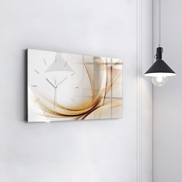 Glass wall clock rectangular Golden abstraction