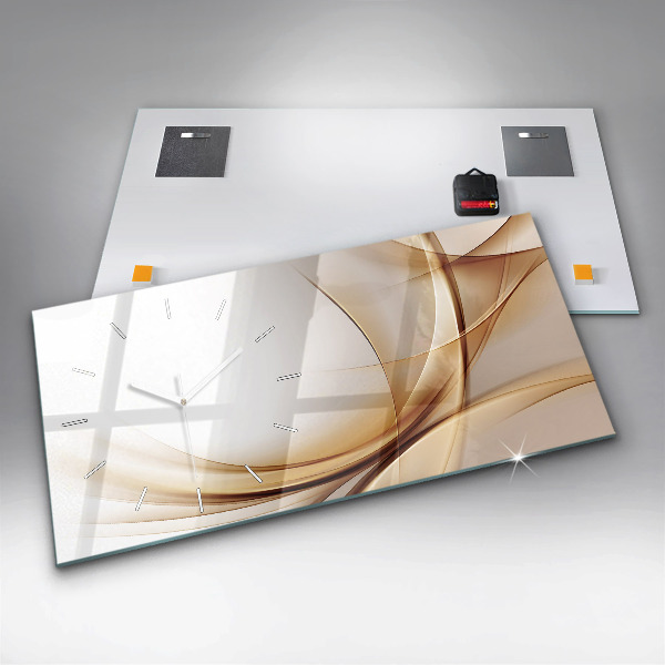 Glass wall clock rectangular Golden abstraction