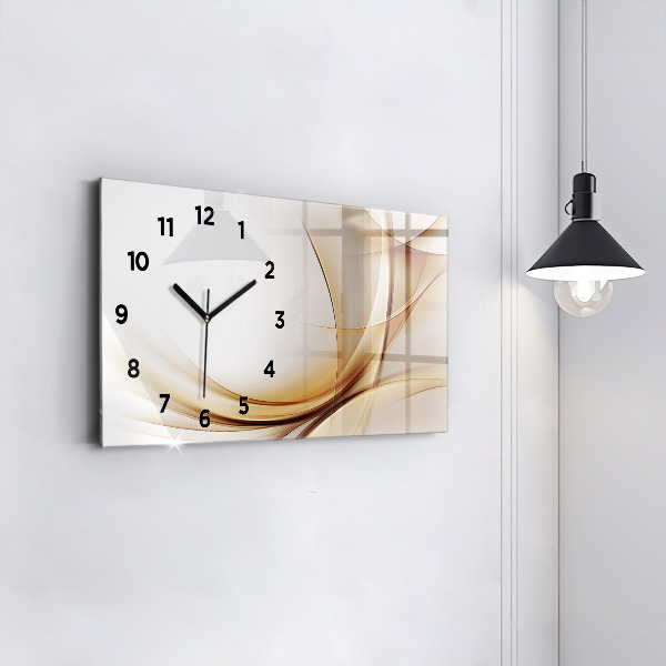 Glass wall clock rectangular Golden abstraction